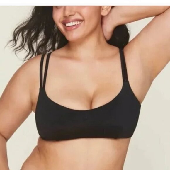 Andie The Rockaway Bikini Top Women's XL Black NWT Double Straps - Picture 1 of 12